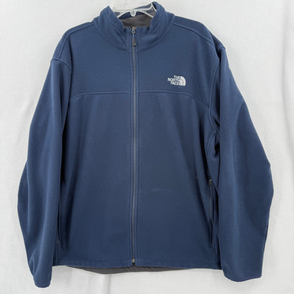 The North Face Fleece Jacket Mens XXL Blue Full Zip Mock Neck Logo